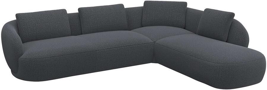 FLEXLUX Hoekbank Torino rond L-vorm bankhoek met ottomane Modern organisch bankontwerp koudschuim golfvering - Foto 3