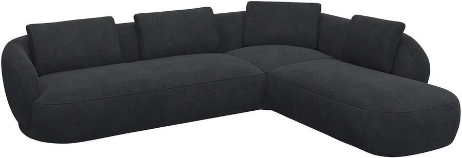 FLEXLUX Hoekbank Torino rond L-vorm bankhoek met ottomane Modern organisch bankontwerp koudschuim golfvering - Foto 3