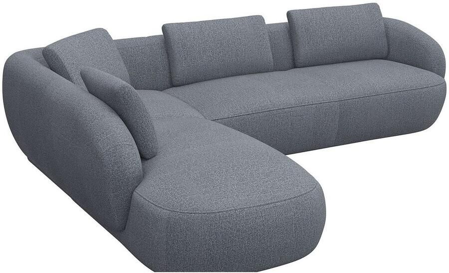 FLEXLUX Hoekbank Torino rond L-vorm bankhoek met ottomane Modern organisch bankontwerp koudschuim golfvering