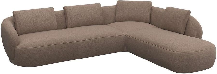 FLEXLUX Hoekbank Torino rond L-vorm bankhoek met ottomane Modern organisch bankontwerp koudschuim golfvering - Foto 3