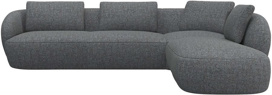 FLEXLUX Hoekbank Torino rond L-vorm bankhoek met ottomane Modern organisch bankontwerp koudschuim golfvering - Foto 4