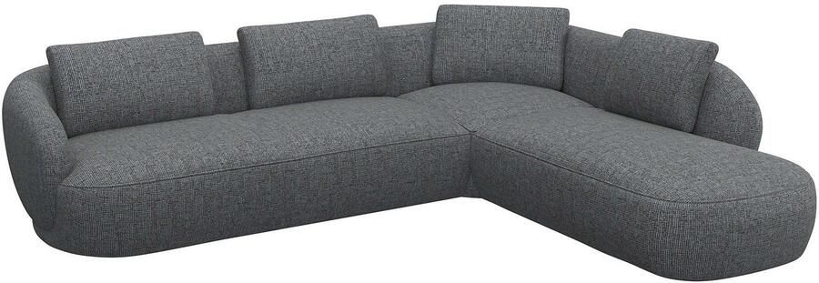 FLEXLUX Hoekbank Torino rond L-vorm bankhoek met ottomane Modern organisch bankontwerp koudschuim golfvering - Foto 3