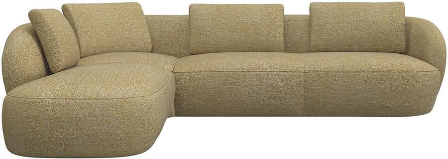 FLEXLUX Hoekbank Torino rond L-vorm bankhoek met ottomane Modern organisch bankontwerp koudschuim golfvering - Foto 4