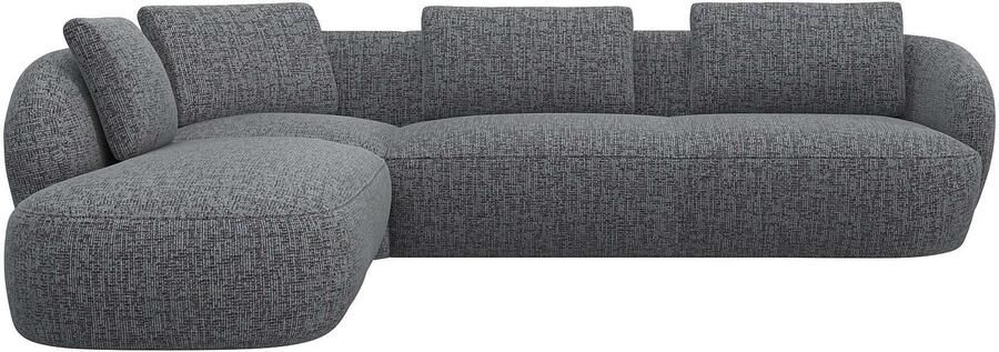 FLEXLUX Hoekbank Torino rond L-vorm bankhoek met ottomane Modern organisch bankontwerp koudschuim golfvering - Foto 4