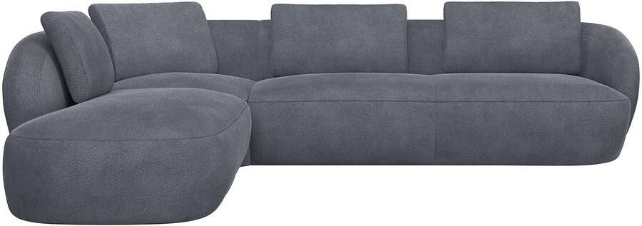 FLEXLUX Hoekbank Torino rond L-vorm bankhoek met ottomane Modern organisch bankontwerp koudschuim golfvering - Foto 4