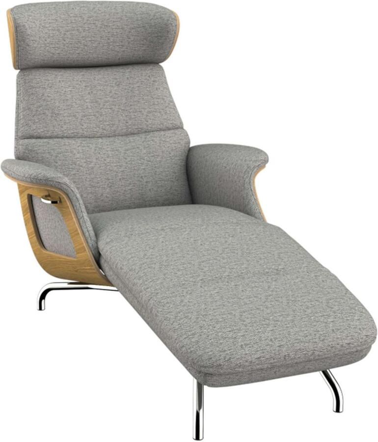 FLEXLUX Loungestoel Clement chaise longue relaxstoel ligstoel Rug- en hoofdsteunverstelling armleuning geolied eiken voet van aluminium - Foto 5