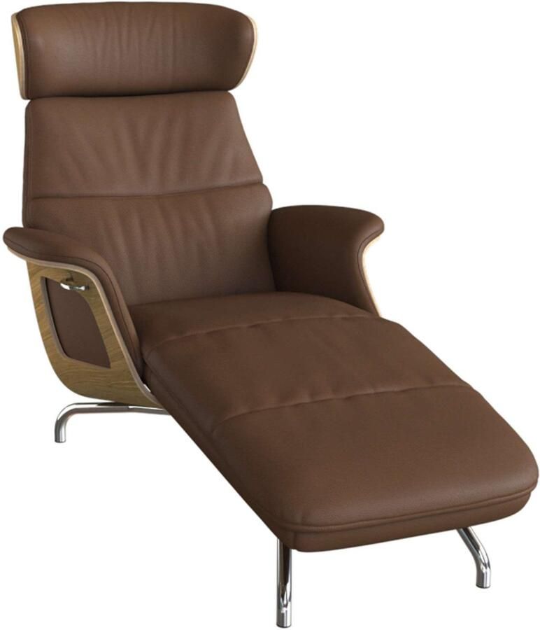 FLEXLUX Loungestoel Clement chaise longue relaxstoel ligstoel Rug- en hoofdsteunverstelling armleuning geolied eiken voet van aluminium - Foto 5