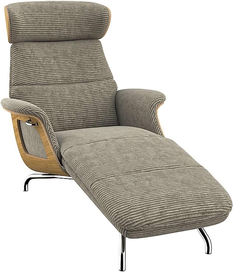 FLEXLUX Loungestoel Clement chaise longue relaxstoel ligstoel Rug- en hoofdsteunverstelling armleuning geolied eiken voet van aluminium - Foto 5