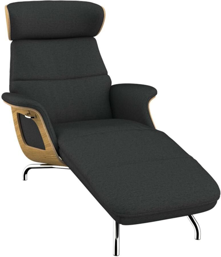FLEXLUX Loungestoel Clement chaise longue relaxstoel ligstoel Rug- en hoofdsteunverstelling armleuning geolied eiken voet van aluminium - Foto 5