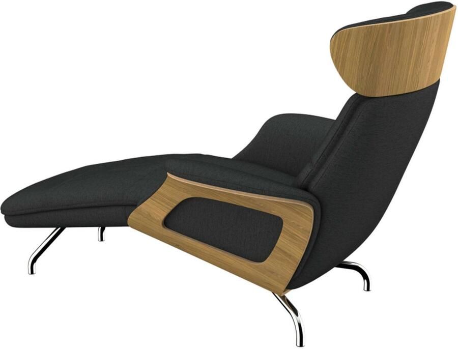 FLEXLUX Loungestoel Clement chaise longue relaxstoel ligstoel Rug- en hoofdsteunverstelling armleuning geolied eiken voet van aluminium - Foto 4