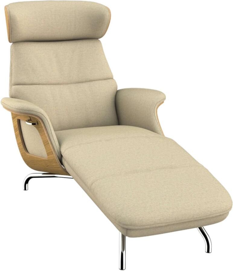 FLEXLUX Loungestoel Clement chaise longue relaxstoel ligstoel Rug- en hoofdsteunverstelling armleuning geolied eiken voet van aluminium - Foto 5