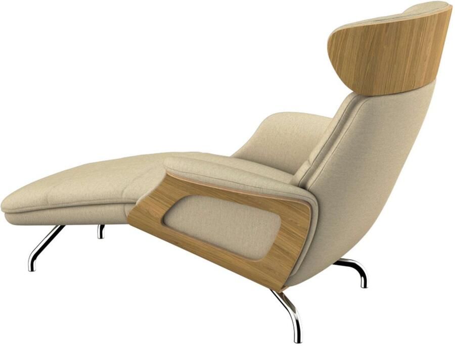 FLEXLUX Loungestoel Clement chaise longue relaxstoel ligstoel Rug- en hoofdsteunverstelling armleuning geolied eiken voet van aluminium - Foto 4