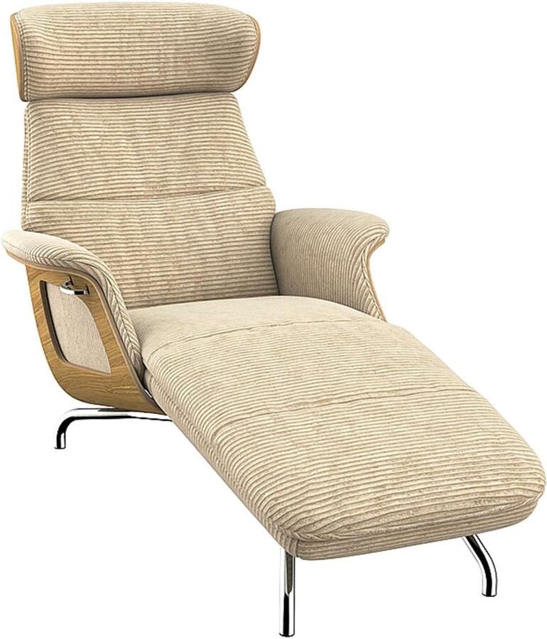 FLEXLUX Loungestoel Clement chaise longue relaxstoel ligstoel Rug- en hoofdsteunverstelling armleuning geolied eiken voet van aluminium - Foto 5