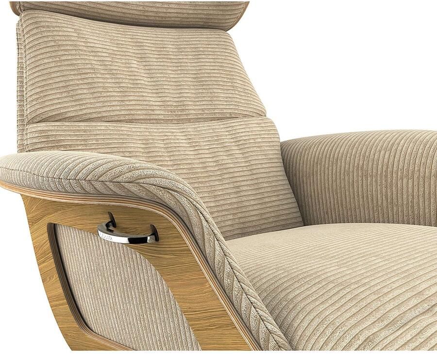 FLEXLUX Loungestoel Clement chaise longue relaxstoel ligstoel Rug- en hoofdsteunverstelling armleuning geolied eiken voet van aluminium