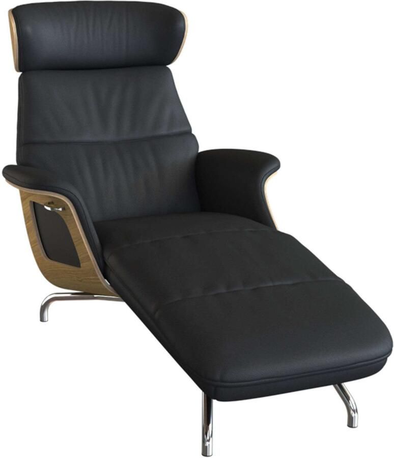 FLEXLUX Loungestoel Clement chaise longue relaxstoel ligstoel Rug- en hoofdsteunverstelling armleuning geolied eiken voet van aluminium - Foto 5