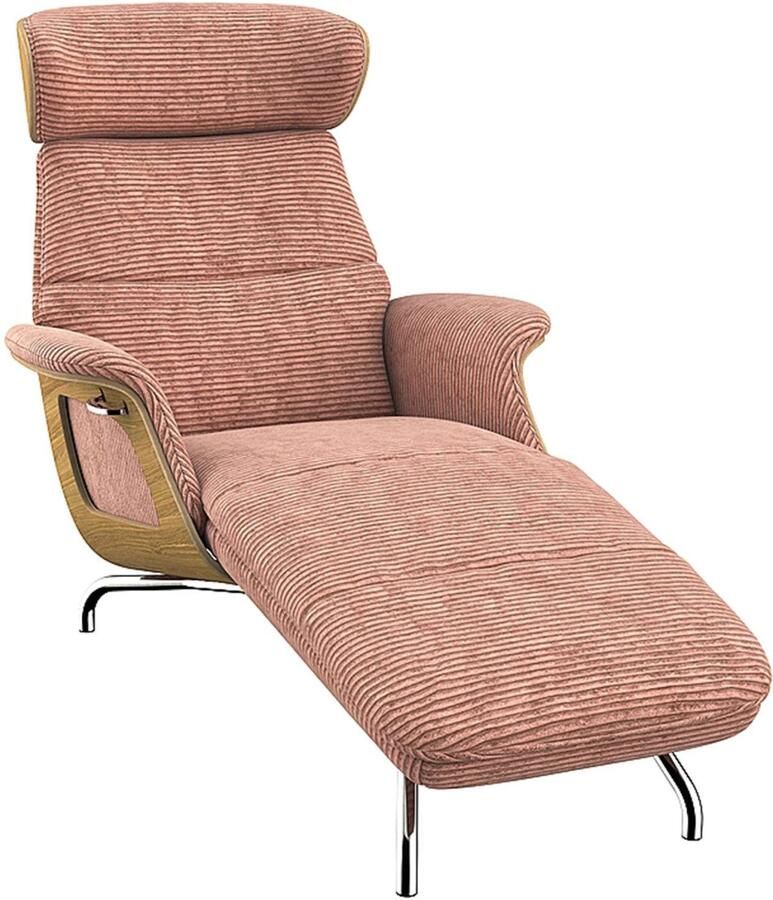 FLEXLUX Loungestoel Clement chaise longue relaxstoel ligstoel Rug- en hoofdsteunverstelling armleuning geolied eiken voet van aluminium - Foto 5