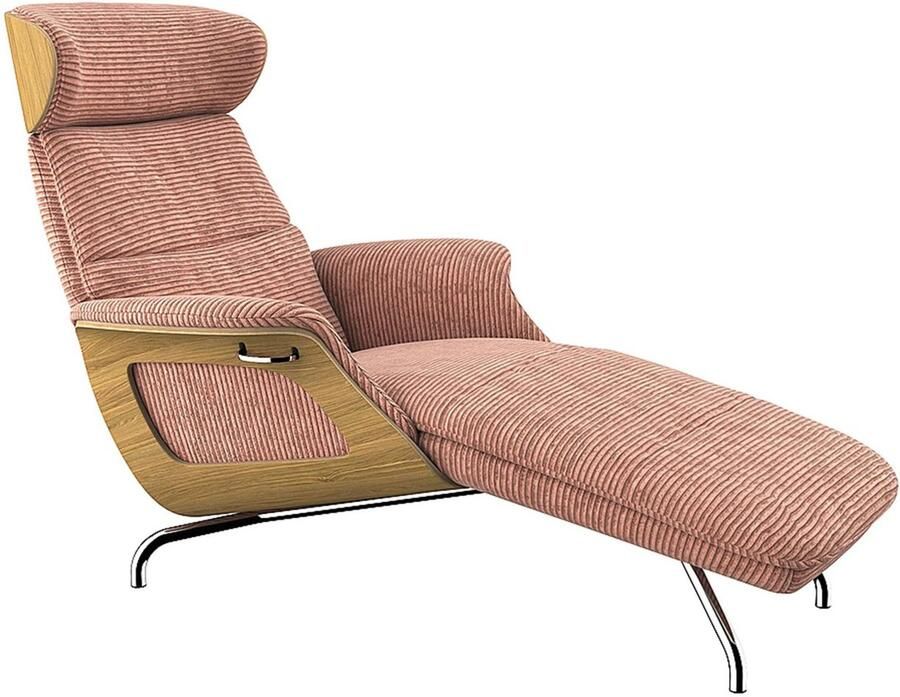 FLEXLUX Loungestoel Clement chaise longue relaxstoel ligstoel Rug- en hoofdsteunverstelling armleuning geolied eiken voet van aluminium - Foto 3