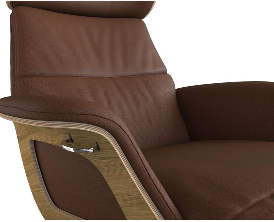 FLEXLUX Loungestoel Clement chaise longue relaxstoel ligstoel Rug- en hoofdsteunverstelling armleuning geolied eiken voet van aluminium