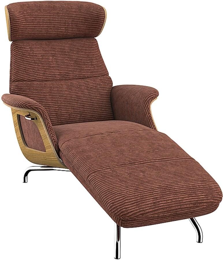 FLEXLUX Loungestoel Clement chaise longue relaxstoel ligstoel Rug- en hoofdsteunverstelling armleuning geolied eiken voet van aluminium - Foto 5