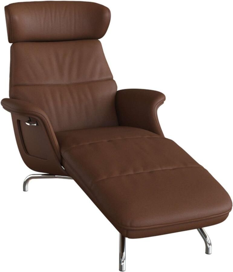 FLEXLUX Loungestoel Clement chaise longue relaxstoel ligstoel Rug- en hoofdsteunverstelling armleuning gepolsterd geolied voet van aluminium - Foto 5