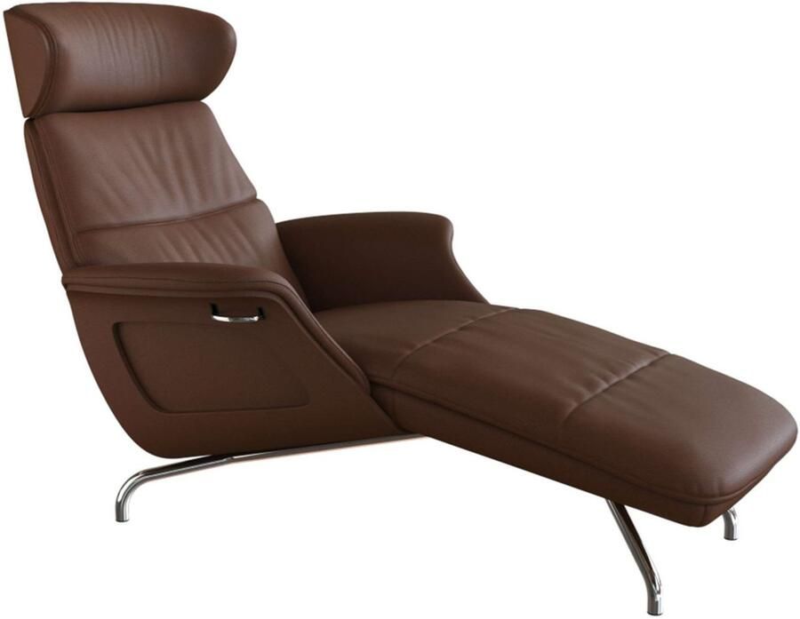 FLEXLUX Loungestoel Clement chaise longue relaxstoel ligstoel Rug- en hoofdsteunverstelling armleuning gepolsterd geolied voet van aluminium - Foto 3