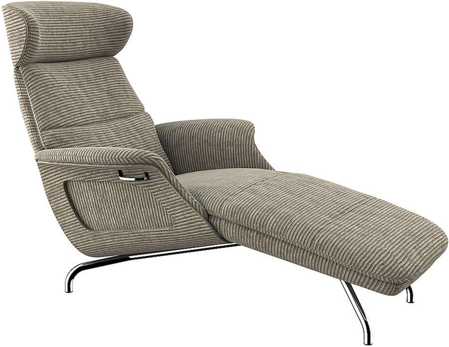 FLEXLUX Loungestoel Clement chaise longue relaxstoel ligstoel Rug- en hoofdsteunverstelling armleuning gepolsterd geolied voet van aluminium - Foto 3