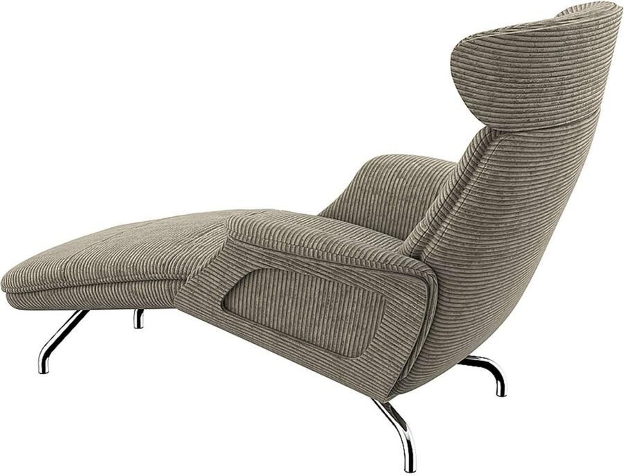 FLEXLUX Loungestoel Clement chaise longue relaxstoel ligstoel Rug- en hoofdsteunverstelling armleuning gepolsterd geolied voet van aluminium - Foto 4