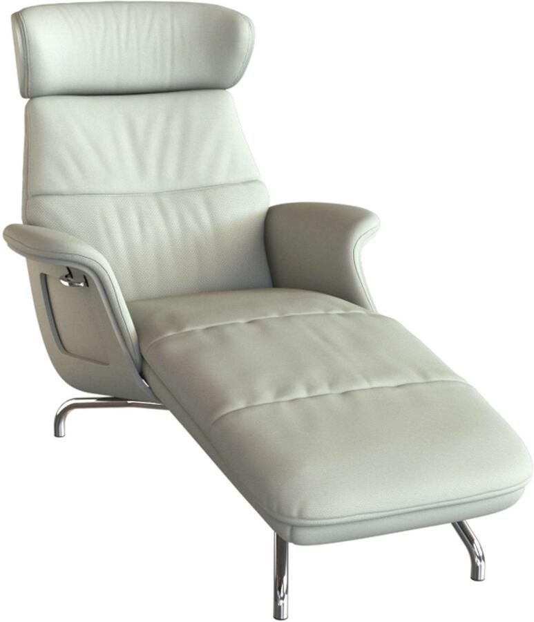 FLEXLUX Loungestoel Clement chaise longue relaxstoel ligstoel Rug- en hoofdsteunverstelling armleuning gepolsterd geolied voet van aluminium - Foto 5