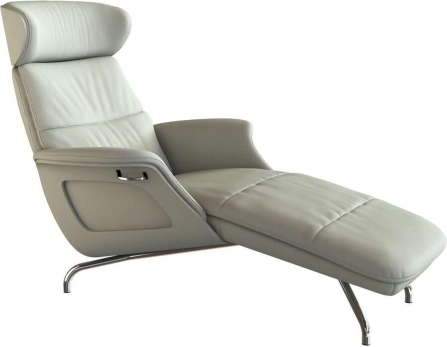 FLEXLUX Loungestoel Clement chaise longue relaxstoel ligstoel Rug- en hoofdsteunverstelling armleuning gepolsterd geolied voet van aluminium - Foto 3