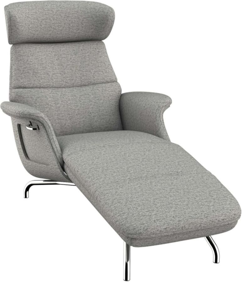 FLEXLUX Loungestoel Clement chaise longue relaxstoel ligstoel Rug- en hoofdsteunverstelling armleuning gepolsterd geolied voet van aluminium - Foto 5