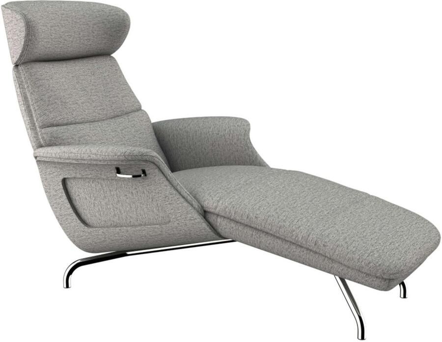 FLEXLUX Loungestoel Clement chaise longue relaxstoel ligstoel Rug- en hoofdsteunverstelling armleuning gepolsterd geolied voet van aluminium - Foto 3