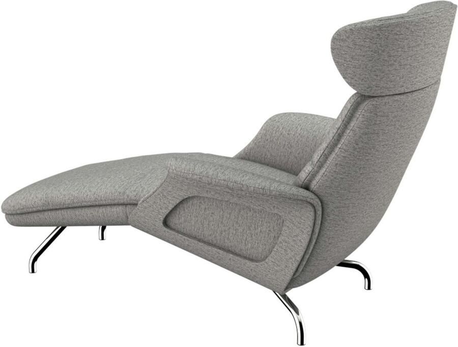 FLEXLUX Loungestoel Clement chaise longue relaxstoel ligstoel Rug- en hoofdsteunverstelling armleuning gepolsterd geolied voet van aluminium - Foto 4