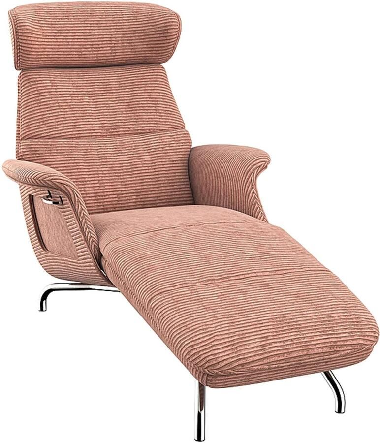 FLEXLUX Loungestoel Clement chaise longue relaxstoel ligstoel Rug- en hoofdsteunverstelling armleuning gepolsterd geolied voet van aluminium - Foto 5