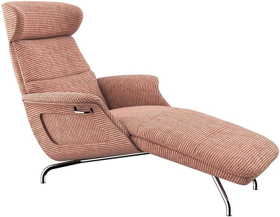 FLEXLUX Loungestoel Clement chaise longue relaxstoel ligstoel Rug- en hoofdsteunverstelling armleuning gepolsterd geolied voet van aluminium - Foto 3