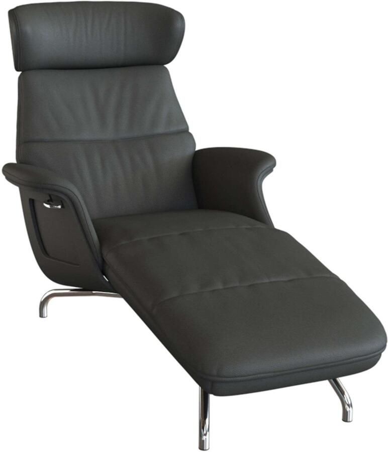 FLEXLUX Loungestoel Clement chaise longue relaxstoel ligstoel Rug- en hoofdsteunverstelling armleuning gepolsterd geolied voet van aluminium - Foto 5