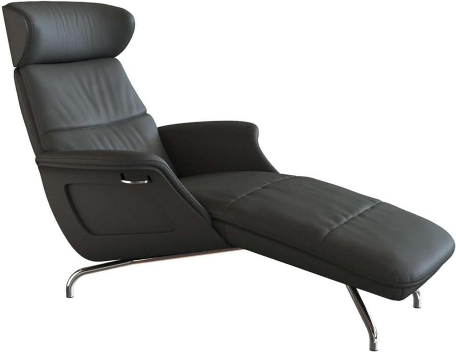FLEXLUX Loungestoel Clement chaise longue relaxstoel ligstoel Rug- en hoofdsteunverstelling armleuning gepolsterd geolied voet van aluminium - Foto 3