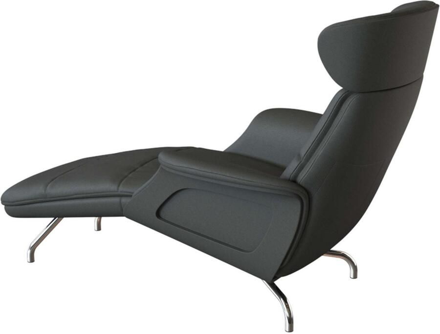 FLEXLUX Loungestoel Clement chaise longue relaxstoel ligstoel Rug- en hoofdsteunverstelling armleuning gepolsterd geolied voet van aluminium - Foto 4