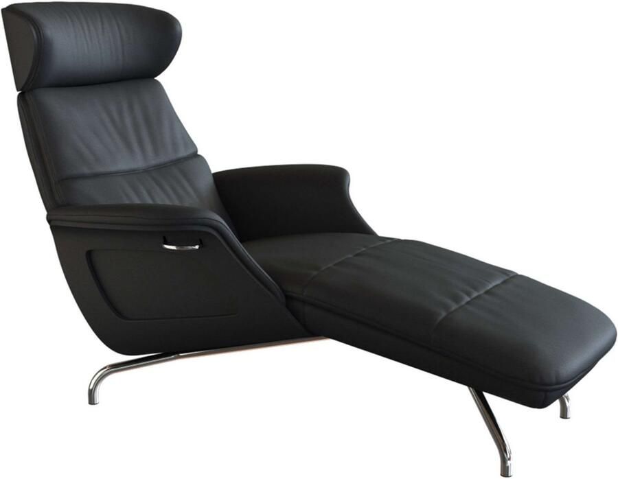 FLEXLUX Loungestoel Clement chaise longue relaxstoel ligstoel Rug- en hoofdsteunverstelling armleuning gepolsterd geolied voet van aluminium - Foto 3