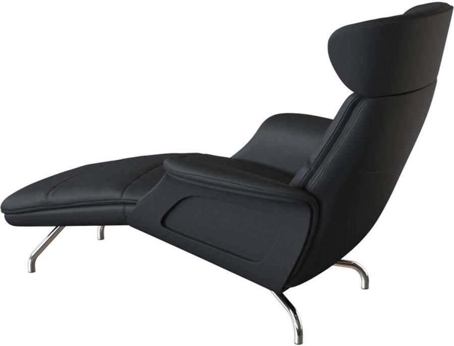 FLEXLUX Loungestoel Clement chaise longue relaxstoel ligstoel Rug- en hoofdsteunverstelling armleuning gepolsterd geolied voet van aluminium - Foto 4