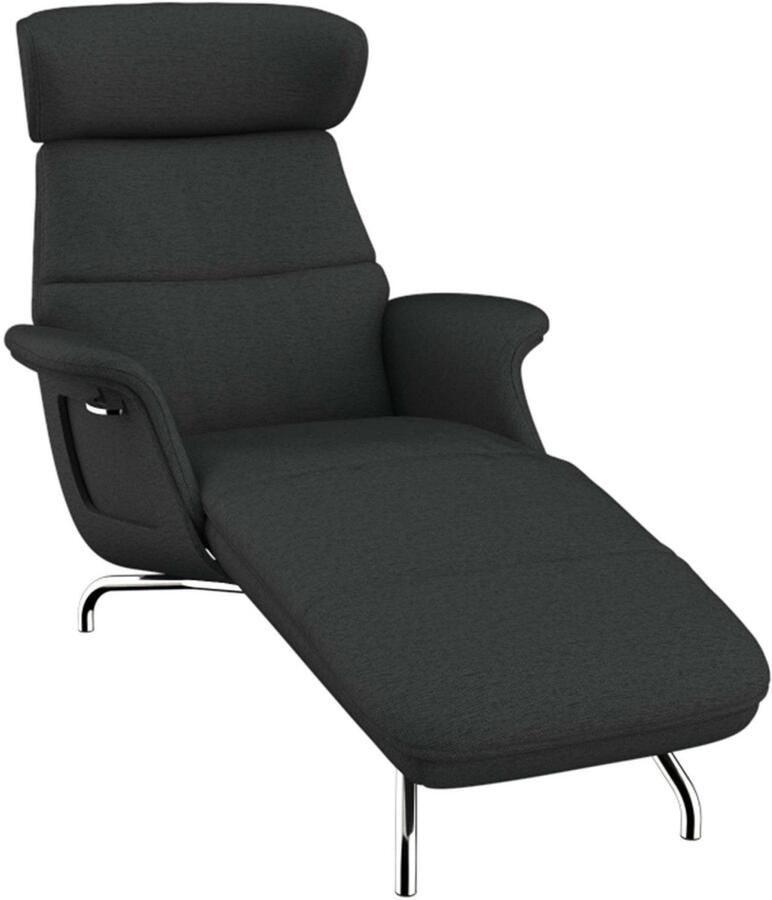 FLEXLUX Loungestoel Clement chaise longue relaxstoel ligstoel Rug- en hoofdsteunverstelling armleuning gepolsterd geolied voet van aluminium - Foto 5