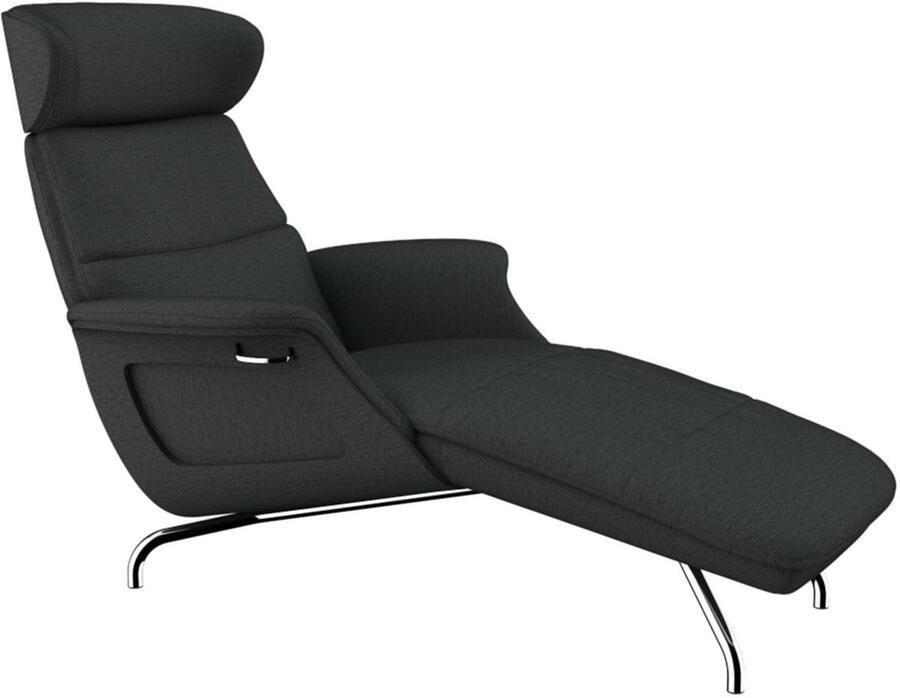 FLEXLUX Loungestoel Clement chaise longue relaxstoel ligstoel Rug- en hoofdsteunverstelling armleuning gepolsterd geolied voet van aluminium - Foto 3