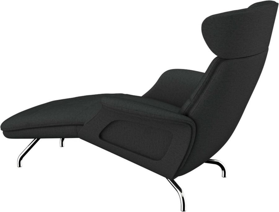 FLEXLUX Loungestoel Clement chaise longue relaxstoel ligstoel Rug- en hoofdsteunverstelling armleuning gepolsterd geolied voet van aluminium - Foto 4