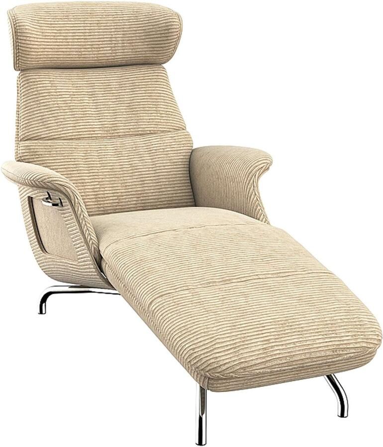 FLEXLUX Loungestoel Clement chaise longue relaxstoel ligstoel Rug- en hoofdsteunverstelling armleuning gepolsterd geolied voet van aluminium - Foto 5