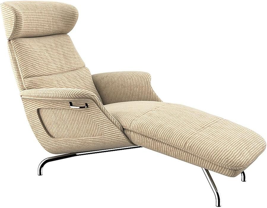 FLEXLUX Loungestoel Clement chaise longue relaxstoel ligstoel Rug- en hoofdsteunverstelling armleuning gepolsterd geolied voet van aluminium - Foto 3