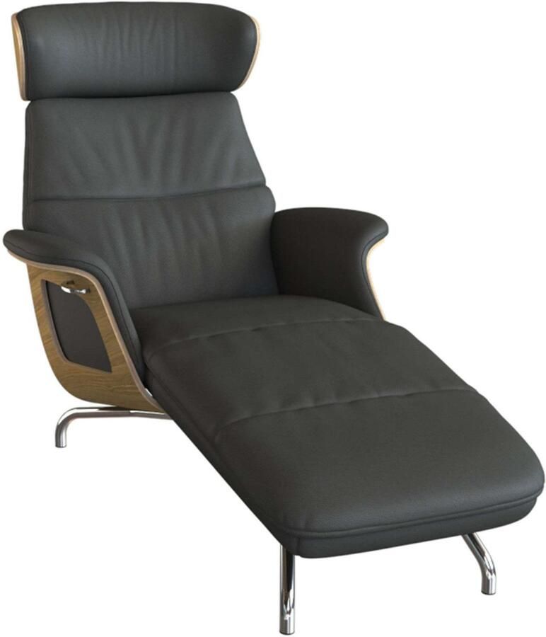 FLEXLUX Loungestoel Clement chaise longue relaxstoel ligstoel Rug- en hoofdsteunverstelling armleuning gepolsterd geolied voet van aluminium - Foto 5