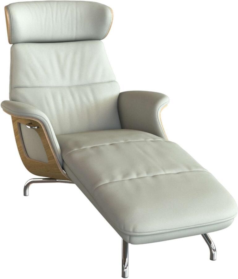 FLEXLUX Loungestoel Clement chaise longue relaxstoel ligstoel Rug- en hoofdsteunverstelling armleuning gepolsterd geolied voet van aluminium - Foto 5