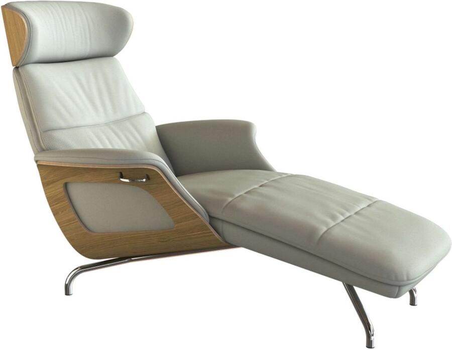 FLEXLUX Loungestoel Clement chaise longue relaxstoel ligstoel Rug- en hoofdsteunverstelling armleuning gepolsterd geolied voet van aluminium - Foto 3