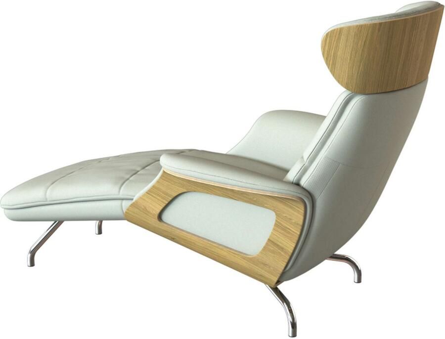 FLEXLUX Loungestoel Clement chaise longue relaxstoel ligstoel Rug- en hoofdsteunverstelling armleuning gepolsterd geolied voet van aluminium - Foto 4