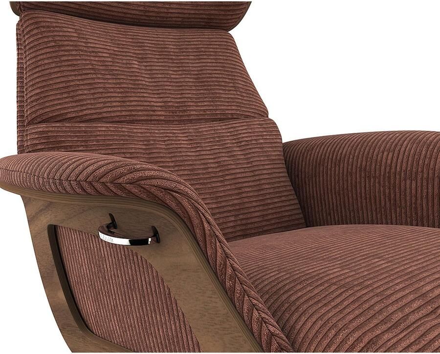 FLEXLUX Loungestoel Clement chaise longue relaxstoel ligstoel Rug- en hoofdsteunverstelling armleuning walnoot voet van aluminium