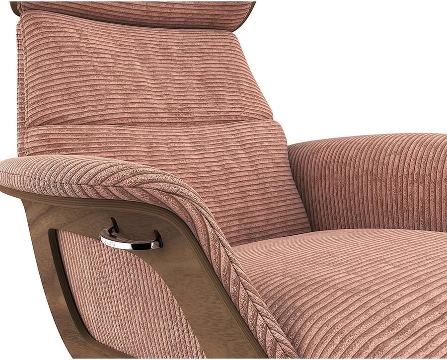 FLEXLUX Loungestoel Clement chaise longue relaxstoel ligstoel Rug- en hoofdsteunverstelling armleuning walnoot voet van aluminium